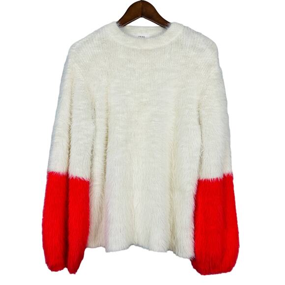 PRMA Sweater Mock Neck Soft Fuzzy Bell Sleeve Casual - L - Picture 1 of 5